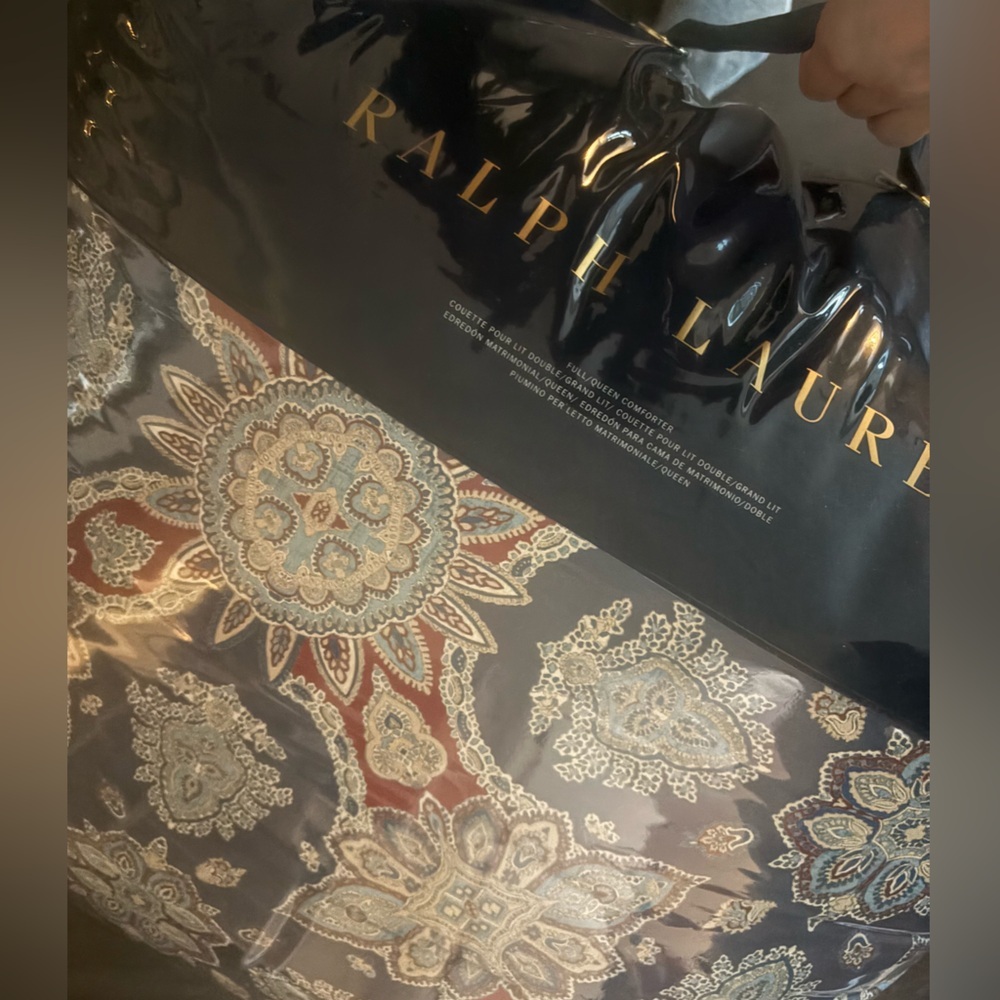 Ralph Lauren Archer Foulard Full / Queen Comforter Navy MU Msrp $475 - Picture 7 of 8